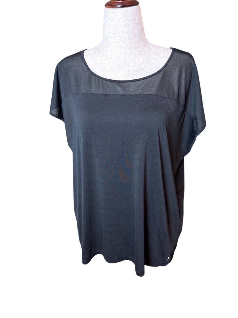 Danskin Now Black Loose Fit Sheer Top XXL 87% Polyester 13% Spandex